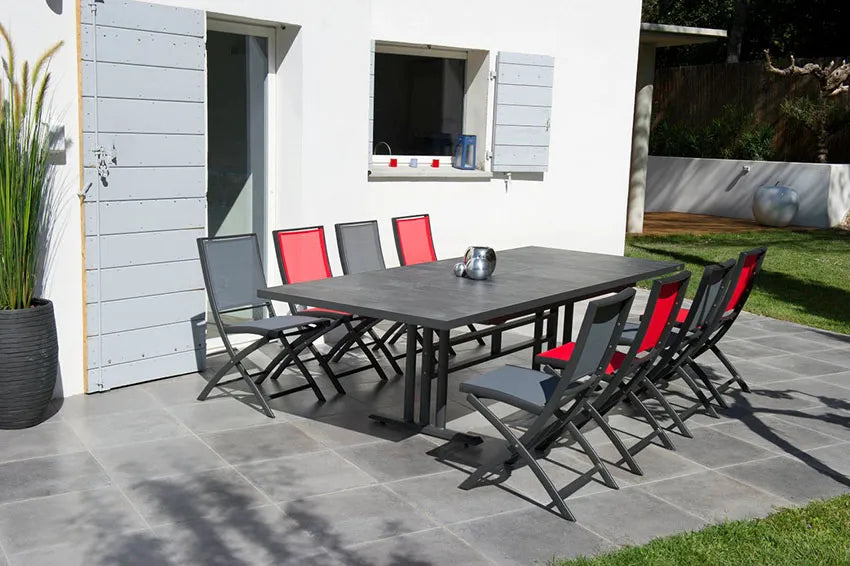 TWIG - Table extensible 194/264 - gris espace / HPL Céramique grise – Les jardins au bout du monde – vue 2