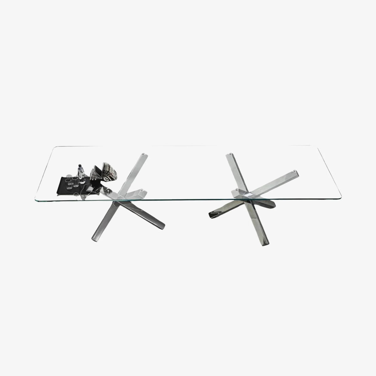 Table repas AIKIDO céramique / verre double pieds croisée sovet Italia