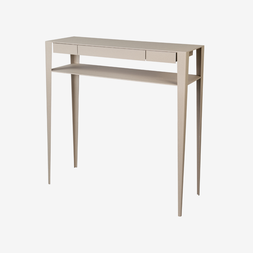 Console Grande Soeur Atelier Français du design, double plateaux et 3 tiroirs, acier et peinture epoxy