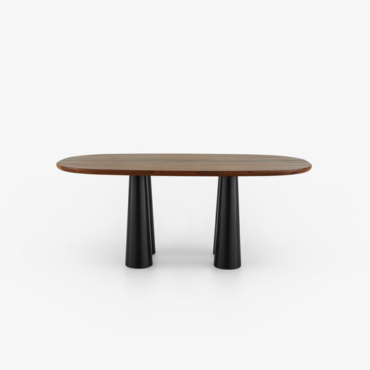 HASHIRA - Table de repas noyer piétement frêne teinté noir (réf. 4339)