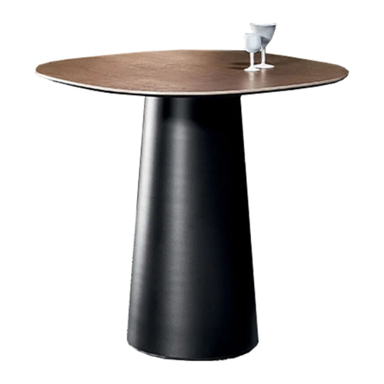 Table haute Totem Outdoor Sovet Italia, plateau en céramique bronze sur pied central en aluminium laqué noir