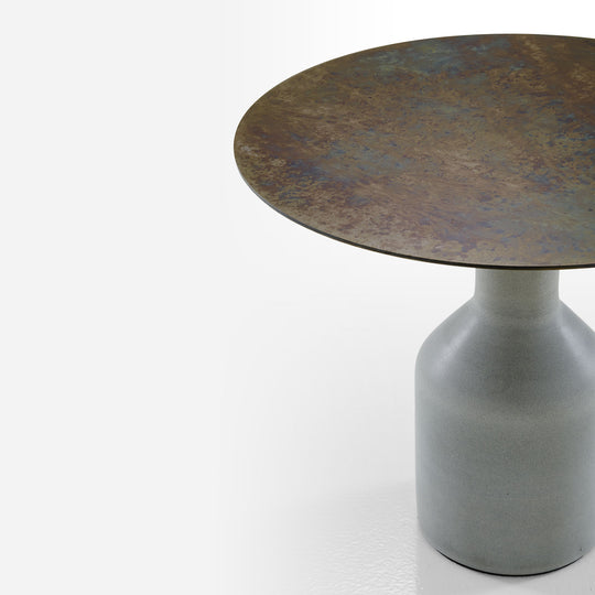 OXYDATION - Table d'appoint pied en pierre de toscane