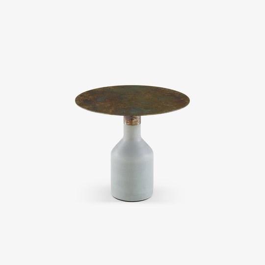 OXYDATION - Table d'appoint pied en pierre de toscane