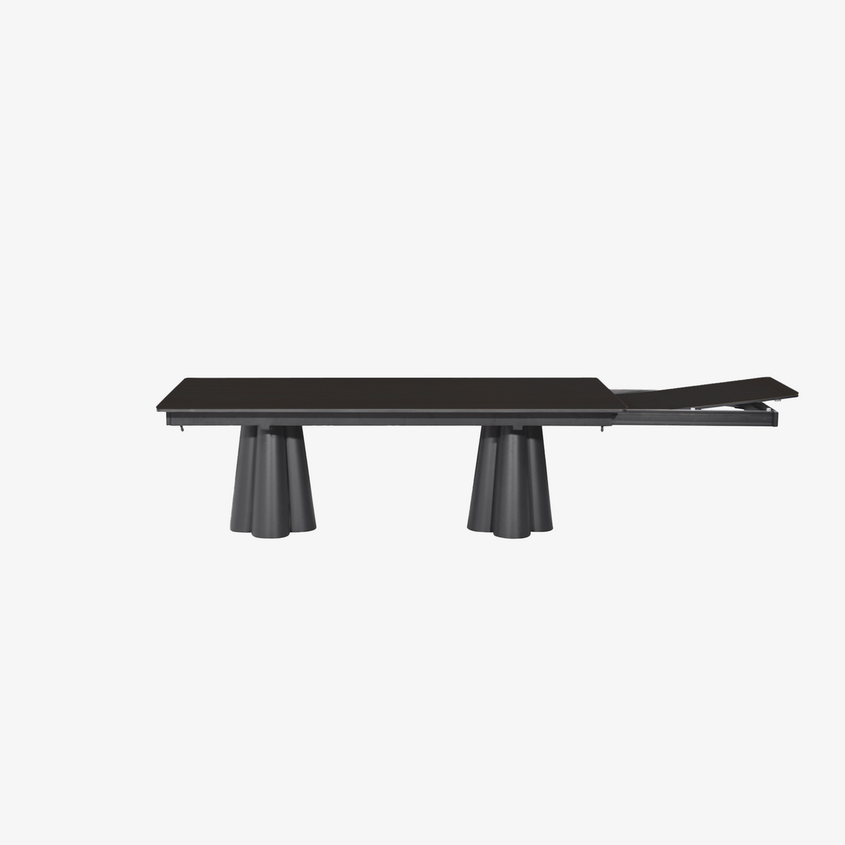 SOLENNA - Table repas outdoor Warm White / plateau céramique Travertin