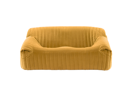 SANDRA - Moyen canapé avec cale-reins tissu Ara - coloris Noisette