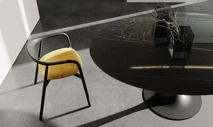 FLÛTE - Table Ovale 180x130 Céramique brillante Marquinia