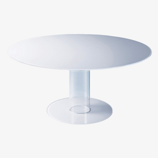 HUB02 - Table repas / verre laqué blanc