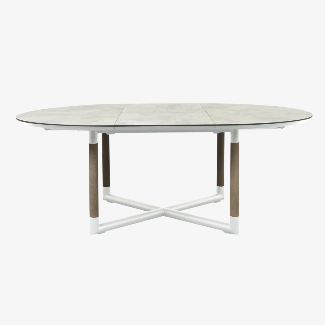 BASTINGAGE - Table repas extérieur extensible pied blanc