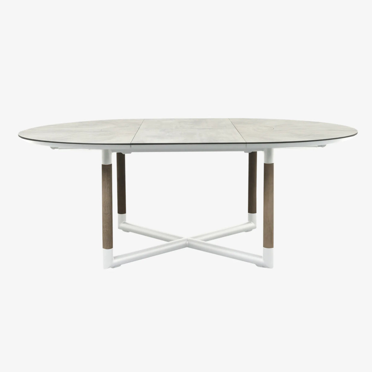 BASTINGAGE - Table repas extérieur extensible pied blanc