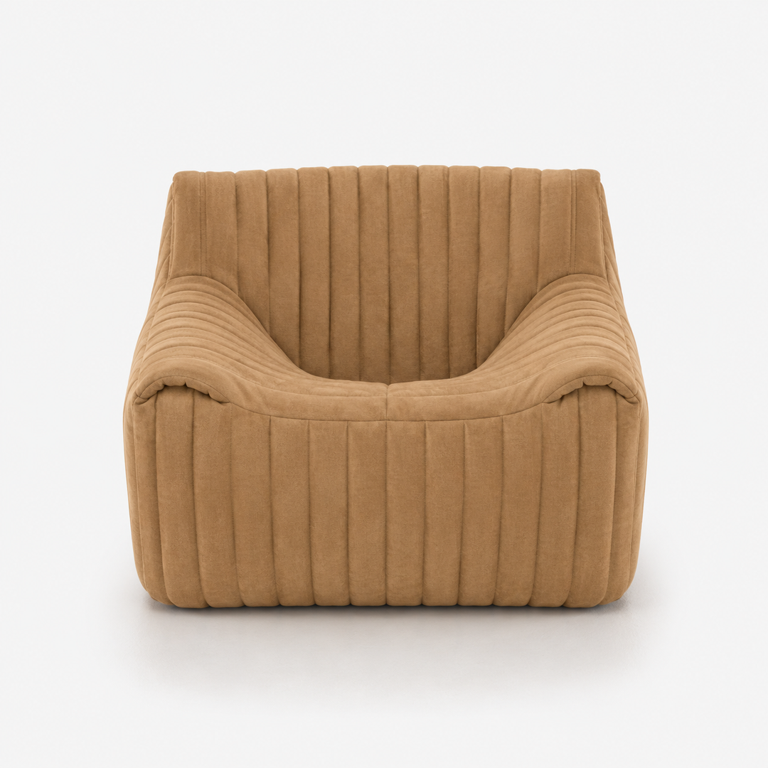 SANDRA - Fauteuil tissu Alcantara Camel / Modèle d'exposition