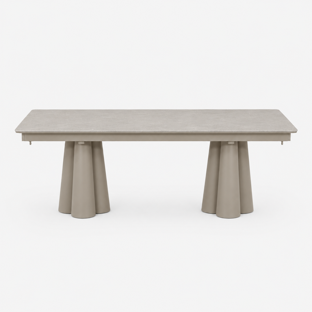 SOLENNA - Table repas outdoor Taupe / plateau céramique Ciment