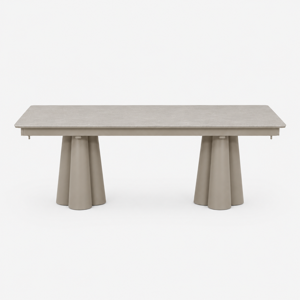SOLENNA - Table repas outdoor Taupe / plateau céramique Ciment