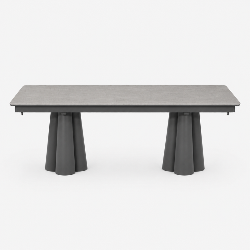 SOLENNA - Table repas outdoor Anthracite / plateau céramique Grey