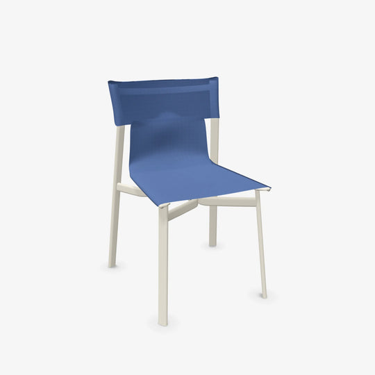 Fauteuil breeze jardin extérieur outdoor Emu blanc mat tissu bleu