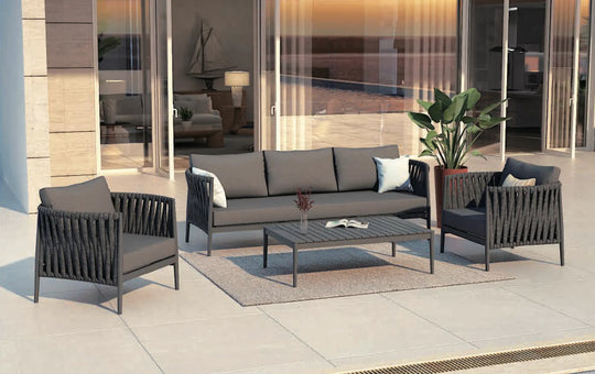 Canapé 3 places extérieur salon de jardin Dune anthracite 