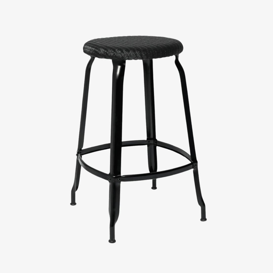 Tabouret Nicolle acier loom galette noir 