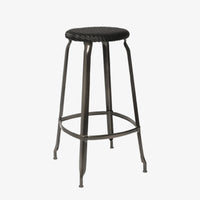 Tabouret Nicolle acier loom galette noir