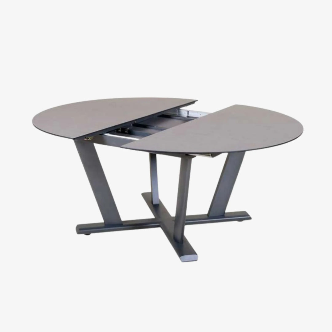 HEGOA - Table de repas extensible ronde 146/206 gris espace /HPL ardoise