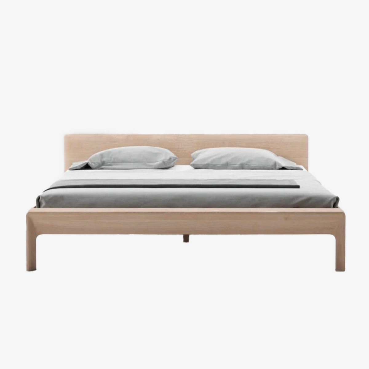 Lit Invito Artisan en bois massif clair, vue de face
