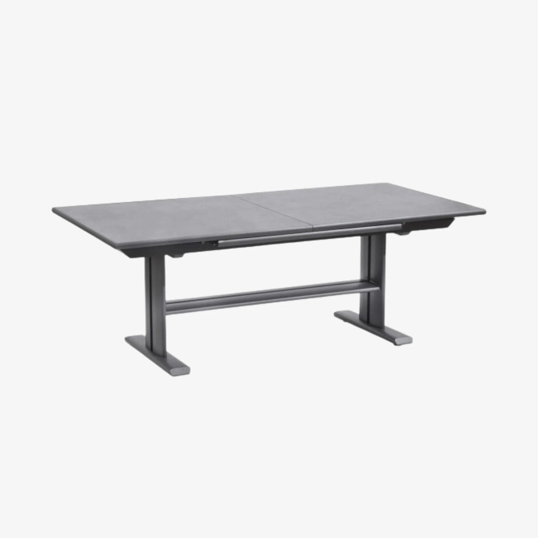 KOTON - Table repas extensible 200/300 Aluminium gris / Plateau céramique ardoise