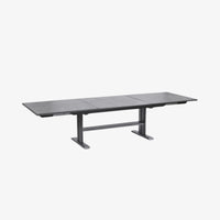 KOTON - Table repas extensible 200/300 Aluminium gris / Plateau céramique ardoise