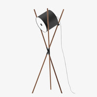 Lampadaire Shift Taille M/L Artisan noyer abat jour noir