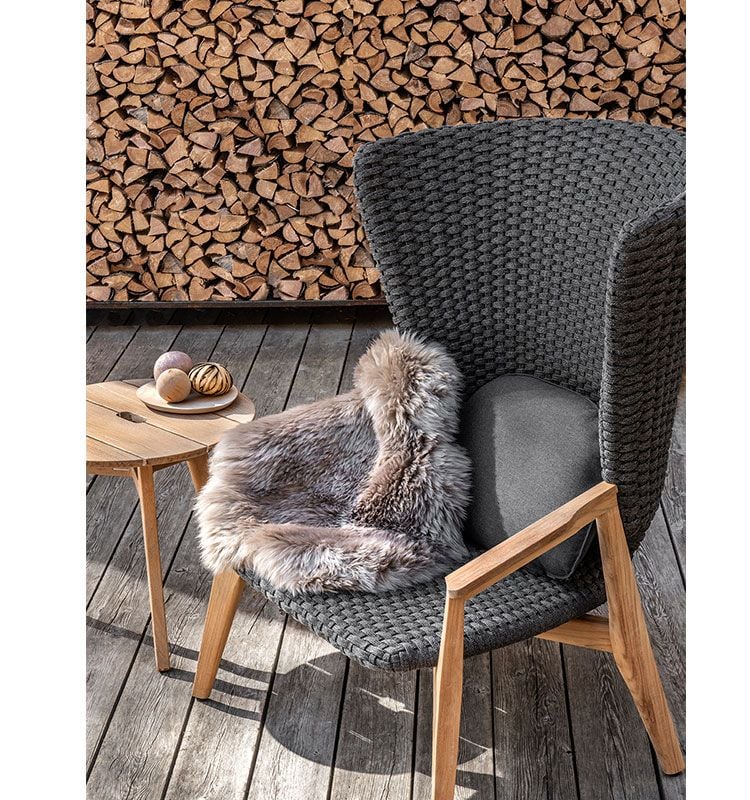 KNIT- Fauteuil lounge haut dossier en teck