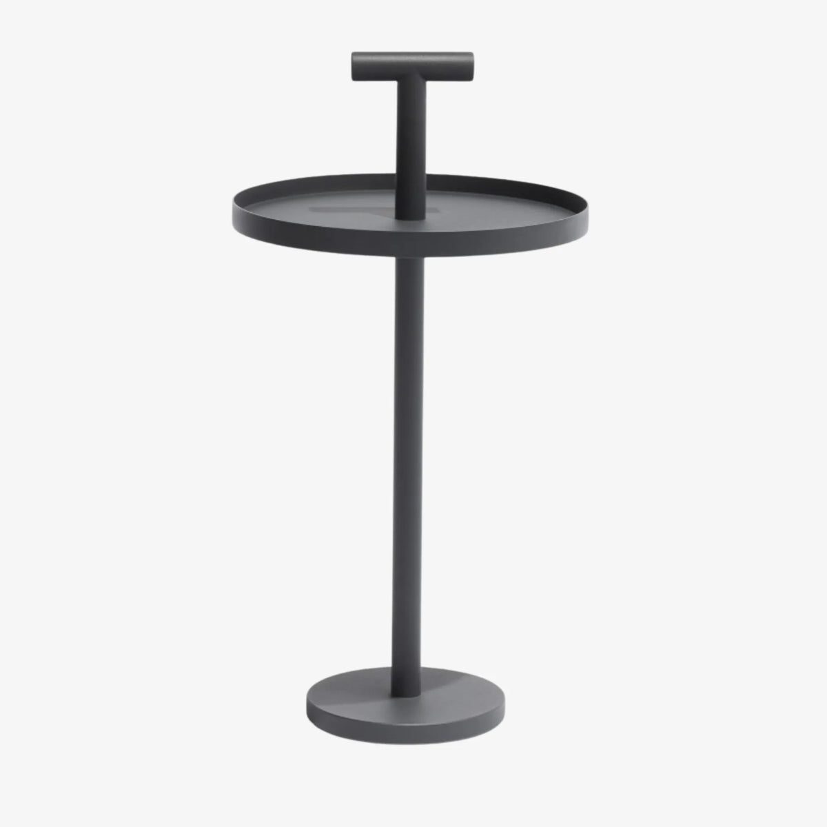 Table d'appoint d'extérieur Albus Todus anthracite avec poignée, vue de face