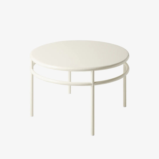 Table café T37 D80 blanc perle 