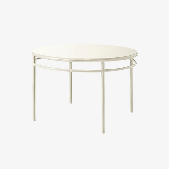 Table café T37 D120 blanc perle