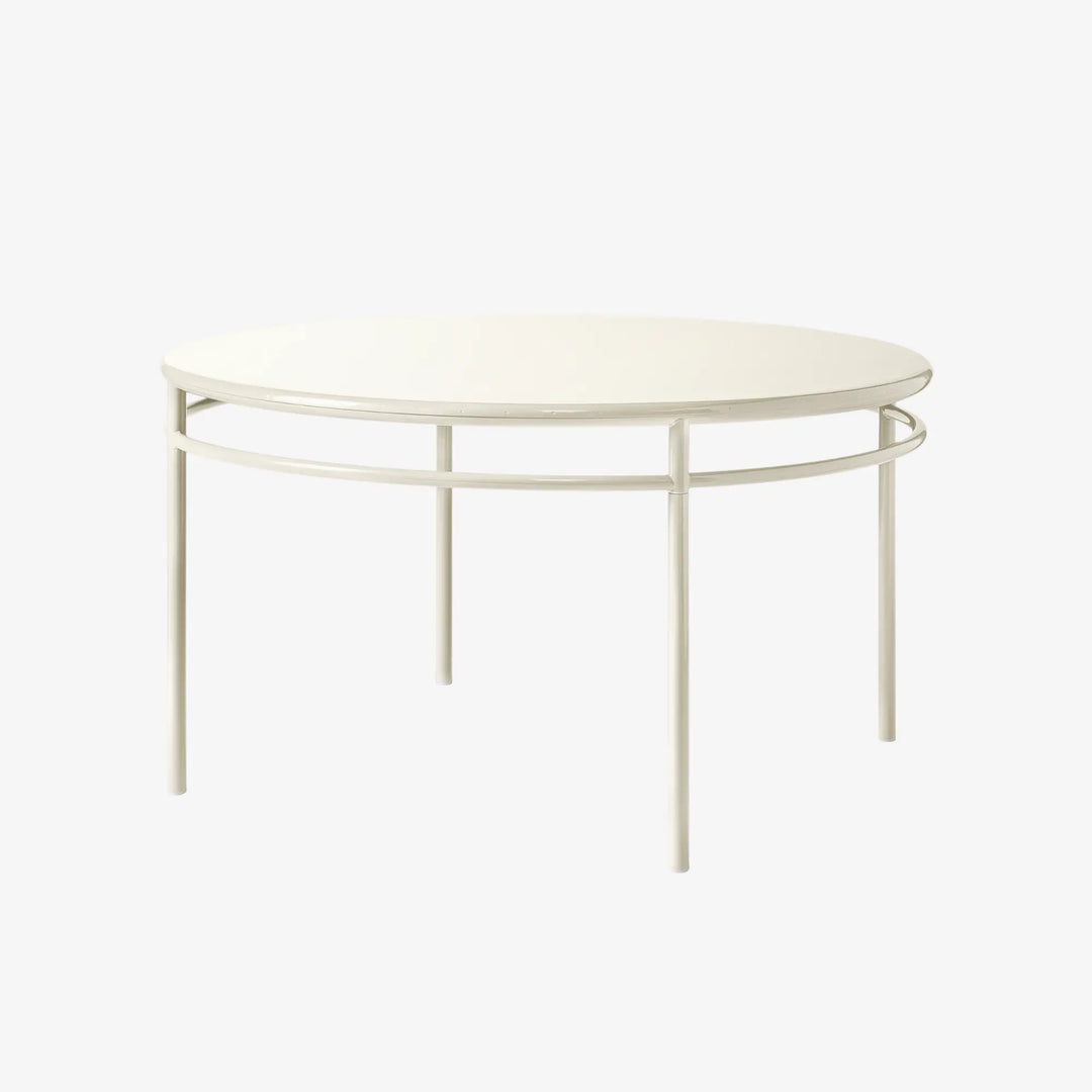 Table café T37 D160 blanc perle