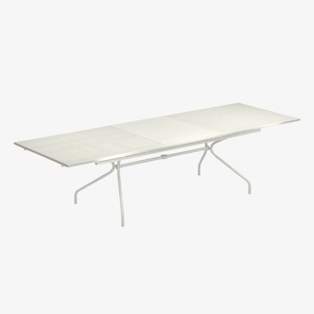 Table repas extensible Athena exterieur salon de jardin outdoor Emu blanc mat ouverte