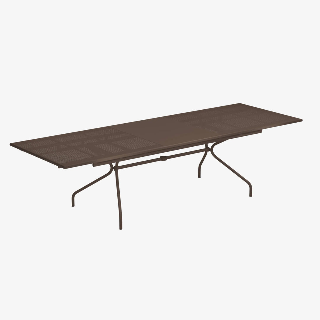 Table repas extensible Athena exterieur salon de jardin outdoor Emu marron d'Inde ouverte