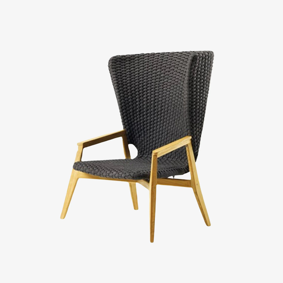 KNIT- Fauteuil lounge haut dossier en teck