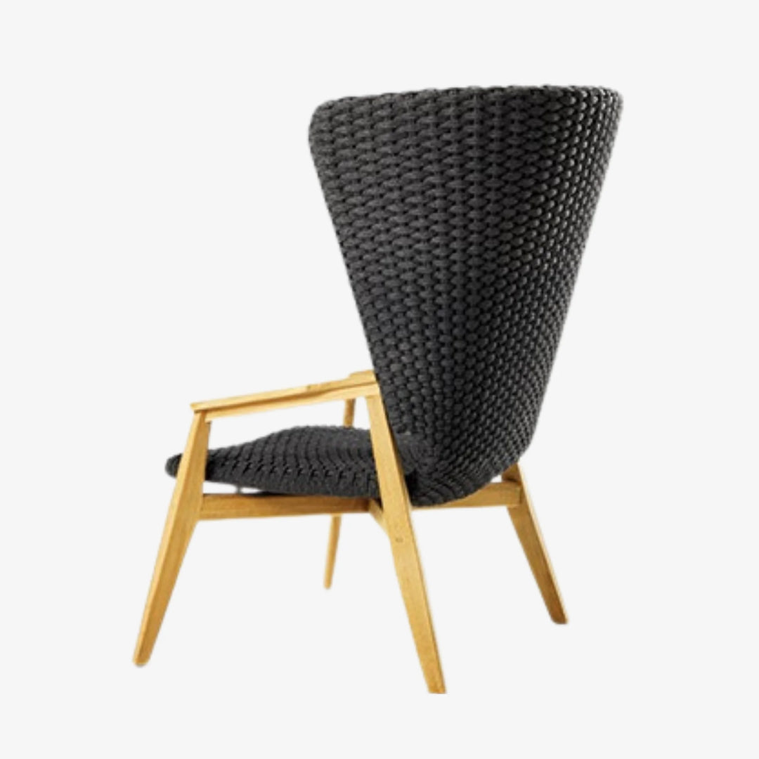 KNIT- Fauteuil lounge haut dossier en teck