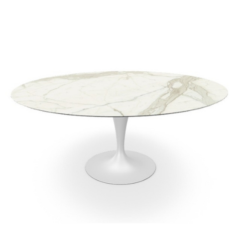 FLÛTE - Table Ovale 180x130 Céramique brillante Calacatta