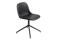 Fiber - Side Chair / Swivel base - Silk Leather - Black/Black