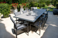 HEGOA - Table repas extensible 184/243 - Aluminium gris espace - HPL céramique grise