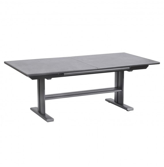KOTON - Table repas extensible 200/300 Aluminium gris / Plateau céramique ardoise